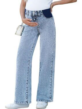 Wide Leg Maternity Jeans for Women | Comfy Pregnancy Pants | Stylish & Versatile